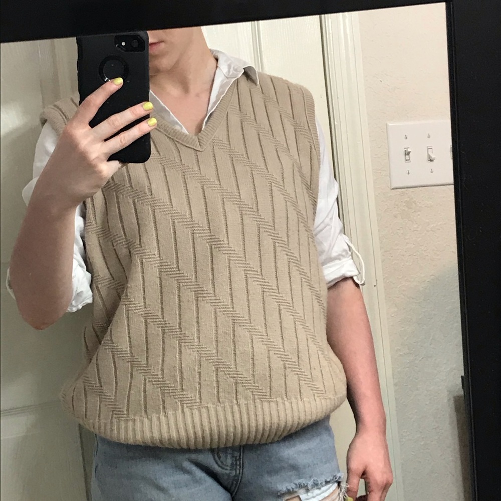 Tan Vintage Sweater Vest - Dimension by Milford
